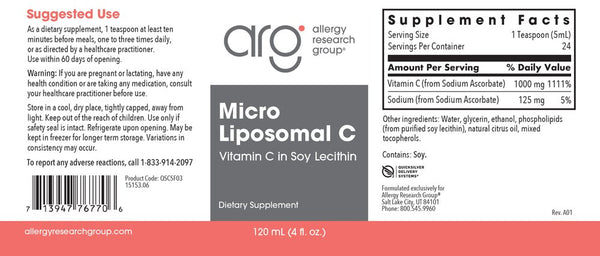 Allergy Research Group, Micro Liposomal C, 120 mL (4 fl oz)