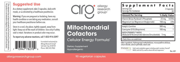 Allergy Research Group, Mitochondrial Cofactors, 90 Vegetarian Capsules