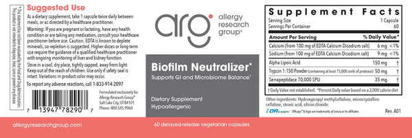 Allergy Research Group, Biofilm Neutralizer, 60 Delayed-Release Vegetarian Capsules