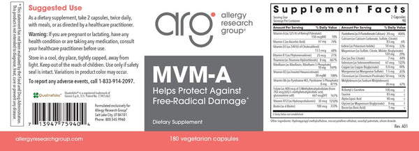 Allergy Research Group, MVM-A with Antioxidants, 180 Vegetarian Capsules