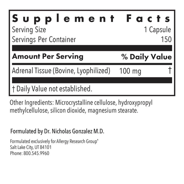 Allergy Research Group, Adrenal Natural Glandular, 150 Vegetarian Capsules