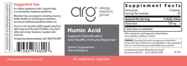 Allergy Research Group, Humic Acid, 60 Vegetarian Capsules