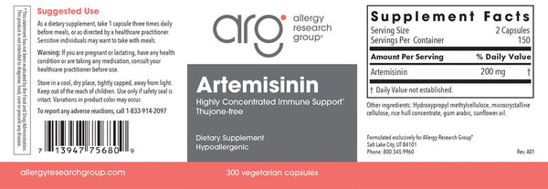 Allergy Research Group, Artemisinin, 300 Vegetarian Capsules