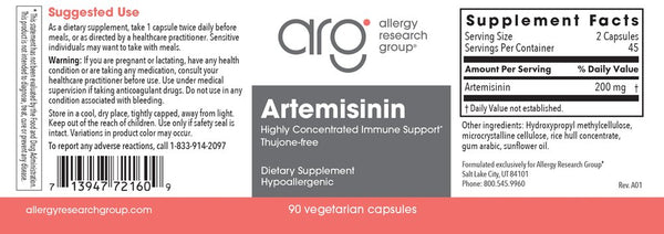 Allergy Research Group, Artemisinin, 90 Vegetarian Capsules