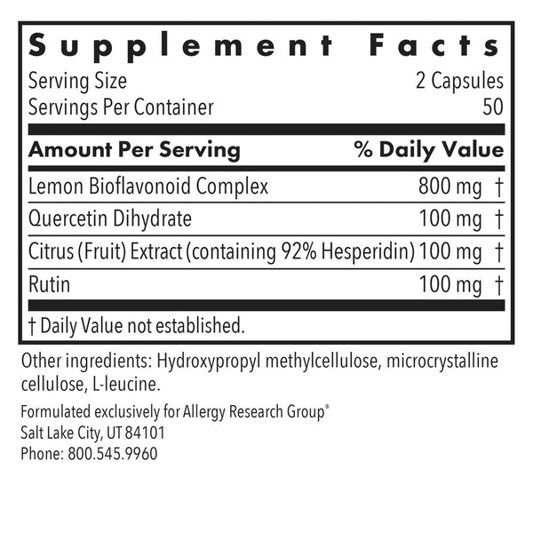 Allergy Research Group, Quercetin Bioflavonoids, 100 Vegetarian Capsules