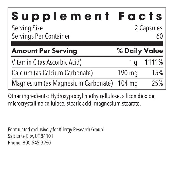 Allergy Research Group, Buffered Vitamin C with Calcium and Magnesium, 120 Vegetarian Capsules