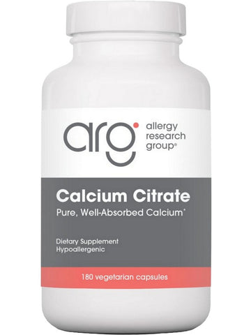 Allergy Research Group, Calcium Citrate Pure, Well-Absorbed Calcium, 180 Vegetarian Capsules