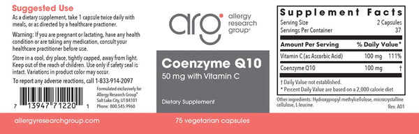 Allergy Research Group, Coenzyme Q10 30 mg with Vitamin C, 75 Vegetarian Capsules