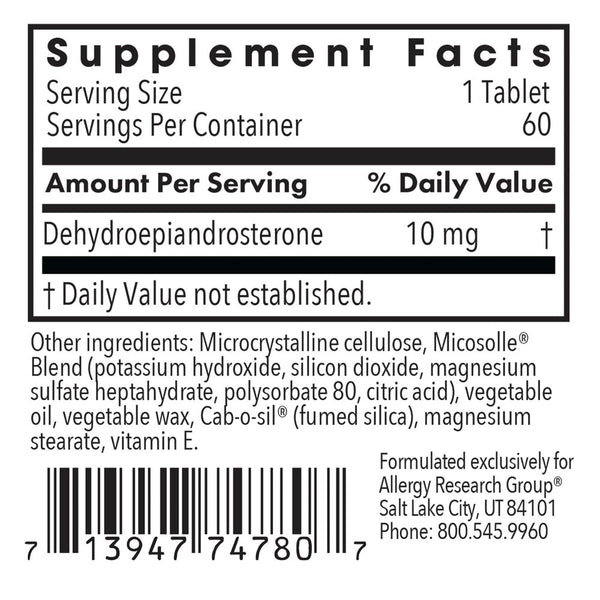Allergy Research Group, DHEA 10 Micronized Lipid Matrix, 60 Scored Tablets