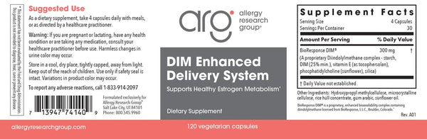 Allergy Research Group, DIM Enhanced Delivery System, 120 Vegetarian Capsules