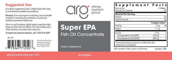 Allergy Research Group, Super EPA Fish Oil Concentrate, 60 Softgels