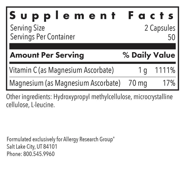 Allergy Research Group, Magnesium Ascorbate, 100 Vegetarian Capsules