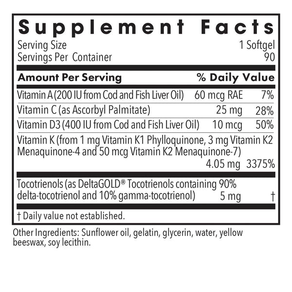 Allergy Research Group, Full Spectrum Vitamin K with A, D, and E, 90 Softgels