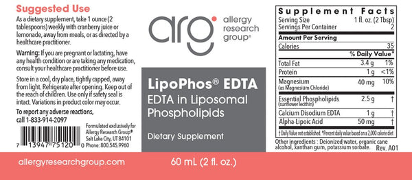 Allergy Research Group, LipoPhos EDTA, 60 mL (2 fl oz)