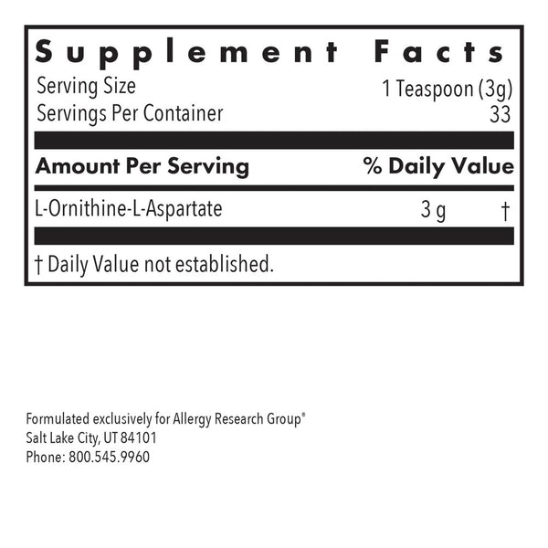 Allergy Research Group, L-Ornithine-L-Aspartate, 100 grams (3.5 oz)