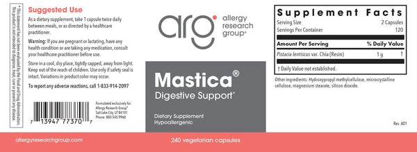 Allergy Research Group, Mastica Digestive Support, 240 Vegetarian Capsules