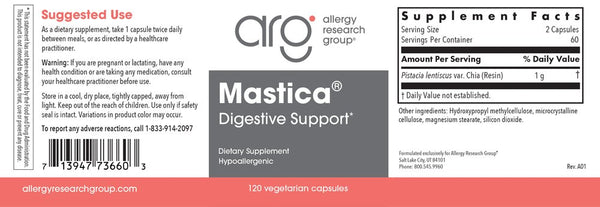Allergy Research Group, Mastica Digestive Support, 120 Vegetarian Capsules