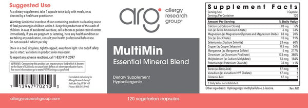 Allergy Research Group, MultiMin, 120 Vegetarian Capsules