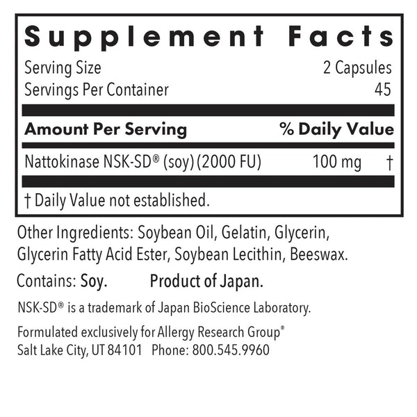 Allergy Research Group, Nattokinase 50 mg, 90 Vegetarian Capsules