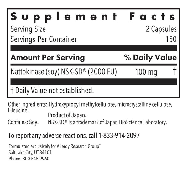 Allergy Research Group, Nattokinase 50 mg, 300 Vegetarian Capsules