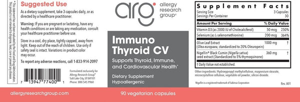 Allergy Research Group, Immuno Thyroid CV, 90 Vegetarian Capsules