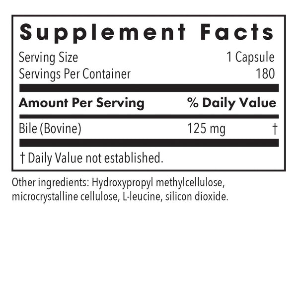 Allergy Research Group, Ox Bile 125 mg, 180 Vegetarian Capsules