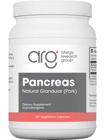 Allergy Research Group, Pancreas Natural Glandular (Pork), 720 Vegetarian Capsules