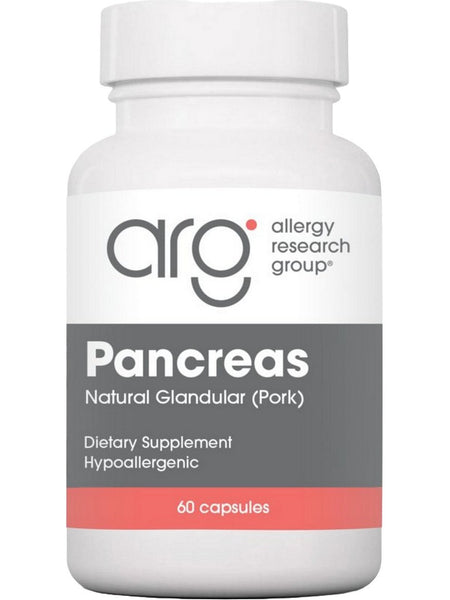Allergy Research Group, Pancreas Natural Glandular (Pork), 60 Vegetarian Capsules