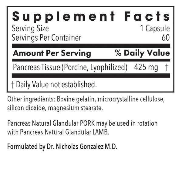 Allergy Research Group, Pancreas Natural Glandular (Pork), 60 Vegetarian Capsules