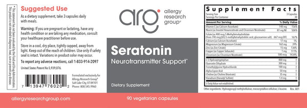 Allergy Research Group, Seratonin Neurotransmitter Support, 90 Vegetarian Capsules