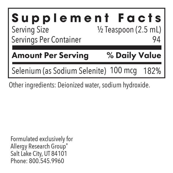 Allergy Research Group, Selenium Solution Pure, Well-absorbed Selenium, 236 mL (8 fl oz)