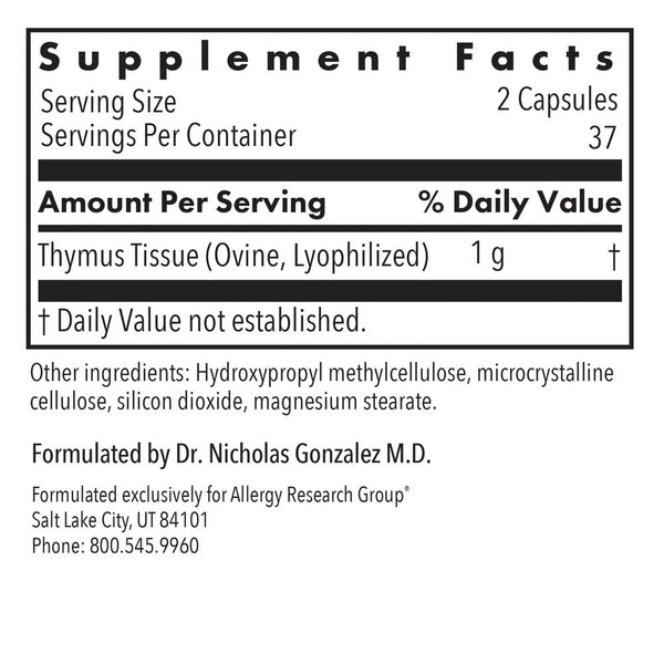 Allergy Research Group, Thymus Natural Glandular, 75 Vegetarian Capsules