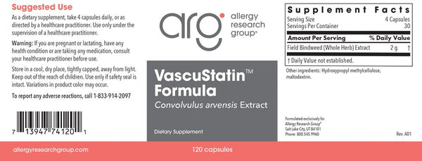 Allergy Research Group, VascuStatin Formula Convolvulus Arvensis Extract, 120 Capsules