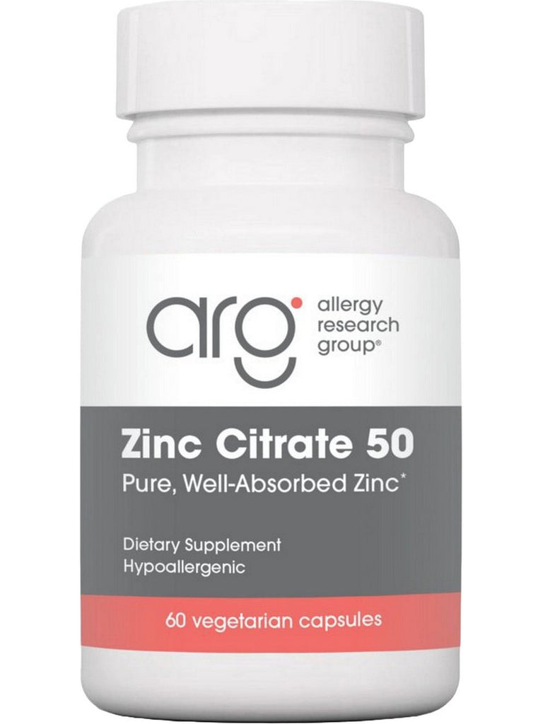 Allergy Research Group, Zinc Citrate 50 mg, 60 Vegetarian Capsules