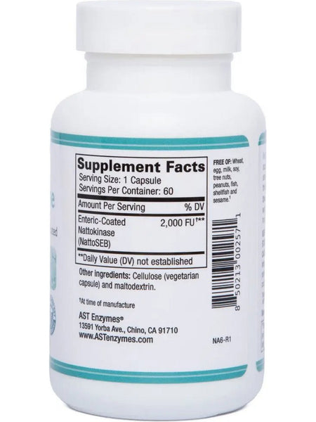 AST Enzymes, Nattokinase 2,000 FU, 60 Vegetarian Capsules
