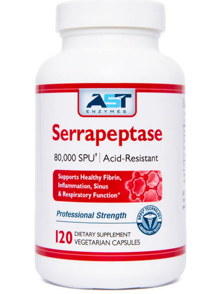 AST Enzymes, Serrapeptase 80,000 SPU, 120 Vegetarian Capsules