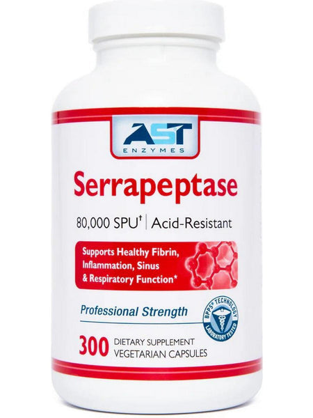 AST Enzymes, Serrapeptase 80,000 SPU, 300 Vegetarian Capsules
