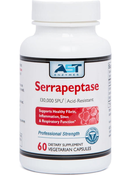 AST Enzymes, Serrapeptase 130,000 SPU, 60 Vegetarian Capsules