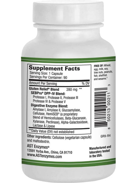 AST Enzymes, Gluten Relief Plus, 90 Vegetarian Capsules