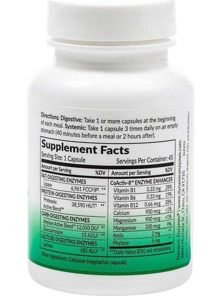 Dynamic Enzymes, Lipase Plus (Fat Digestion), 45 Vegetarian Capsules