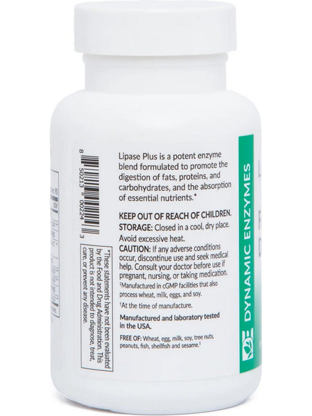Dynamic Enzymes, Lipase Plus (Fat Digestion), 90 Vegetarian Capsules