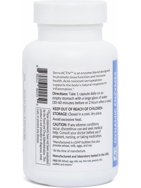 Dynamic Enzymes, Serra Activ (Immune and Sinus Health), 60 Vegetarian Capsules