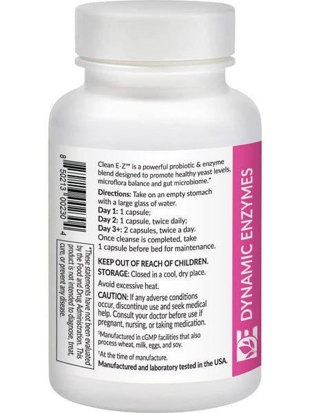 Dynamic Enzymes, Clean E-Z (Probiotics & Enzymes), 60 Vegetarian Capsules