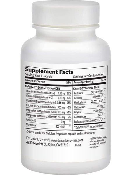Dynamic Enzymes, Clean E-Z (Probiotics & Enzymes), 60 Vegetarian Capsules