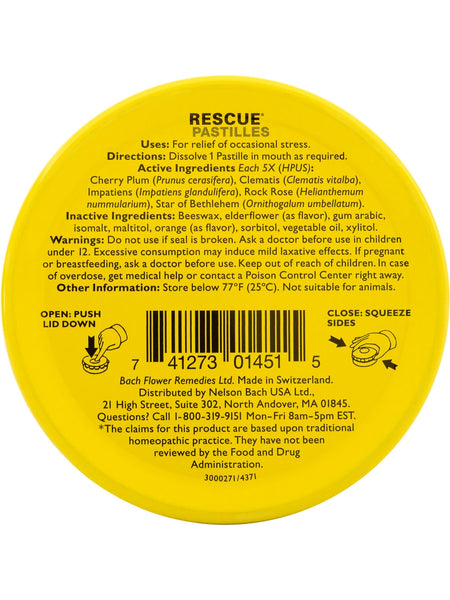 Bach Original Flower Essences, Rescue Remedy Pastilles, 50 gm