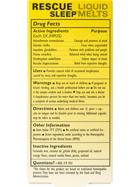 Bach Original Flower Essences, Rescue Sleep Liquid Melts, 28ct