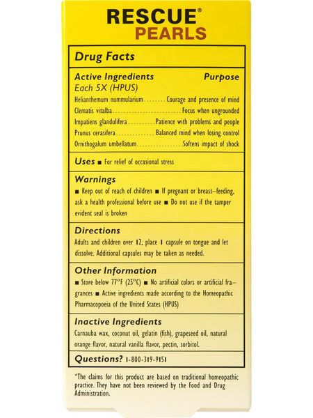 Bach Original Flower Essences, Rescue Pearls, 28ct