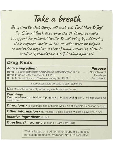 Bach Original Flower Essences, Hope & Joy Comfort Kit, 3 Droppers (0.7 fl oz each)