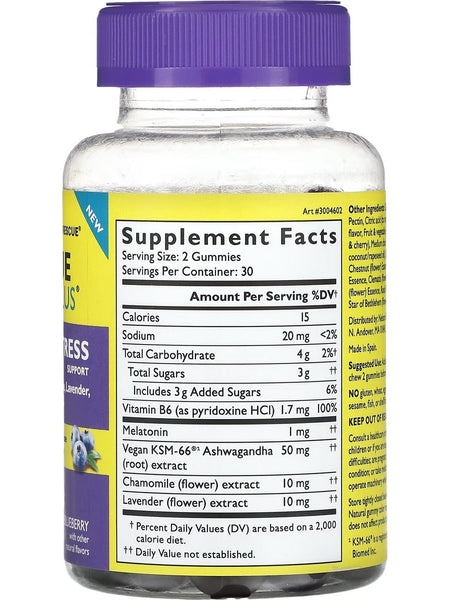 Bach Original Flower Essences, Rescue Plus, Sleep and Stress Support, Blueberry with other natural flavors, 60 Vegan Gummies