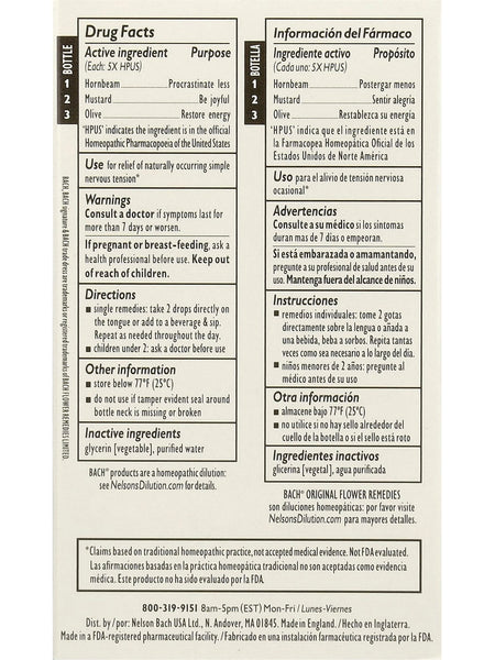 Bach Original Flower Essences, Emotional Ups and Downs, Mental Energy Kit, 3 Droppers (0.35 fl oz each)